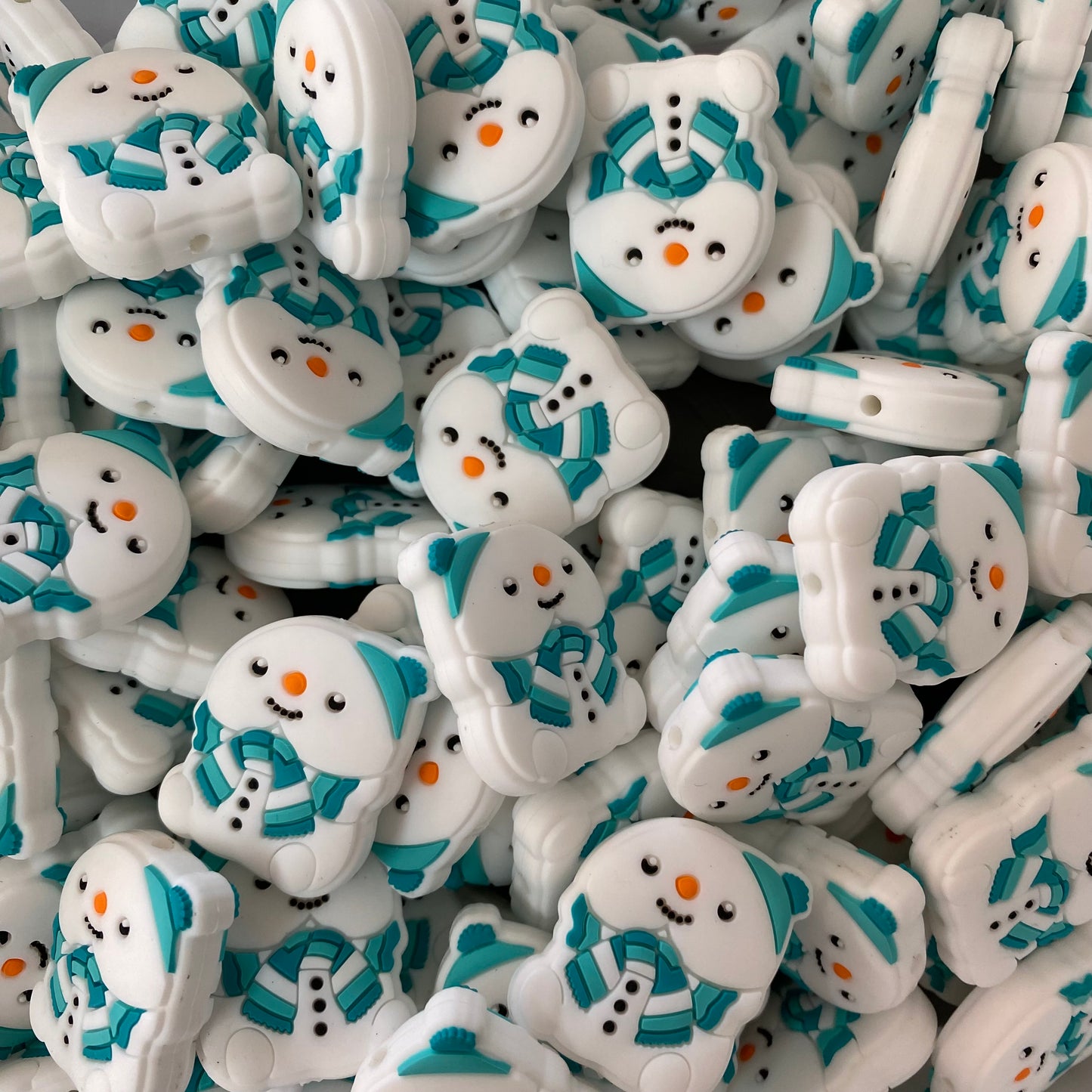 X368 -  “Aqua Snowman" Silicone Focal Bead (1 Count)