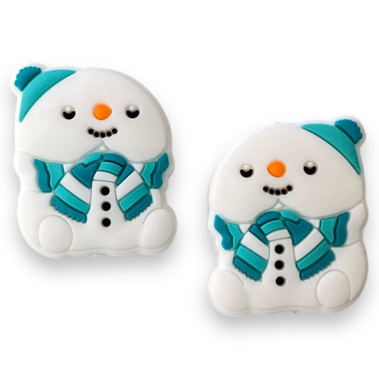 X368 -  “Aqua Snowman" Silicone Focal Bead (1 Count)