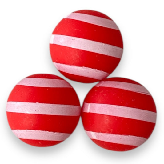 T62- 15mm  "Candy Cane" Silicone Beads