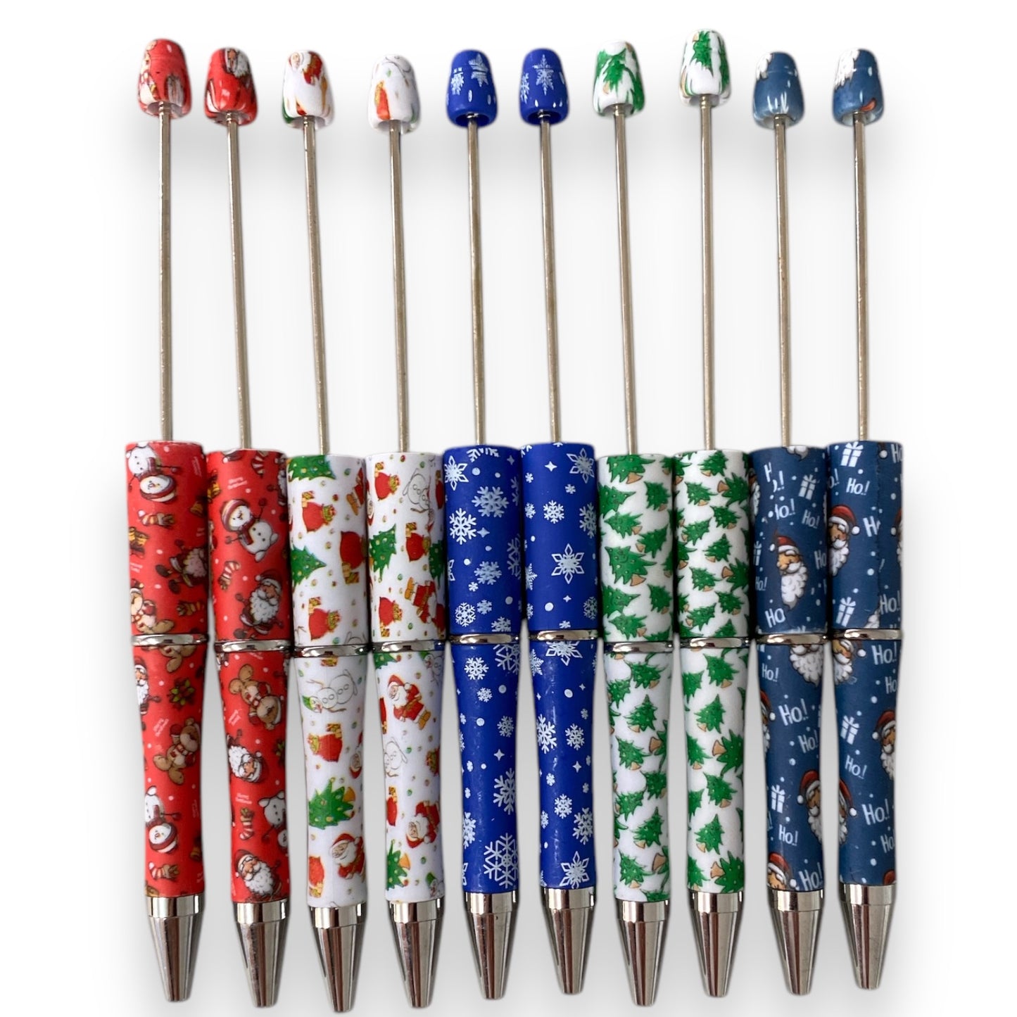 PEN Z/12- "Christmas Pattern Pen Pack" - 10 Count Beadable Pens