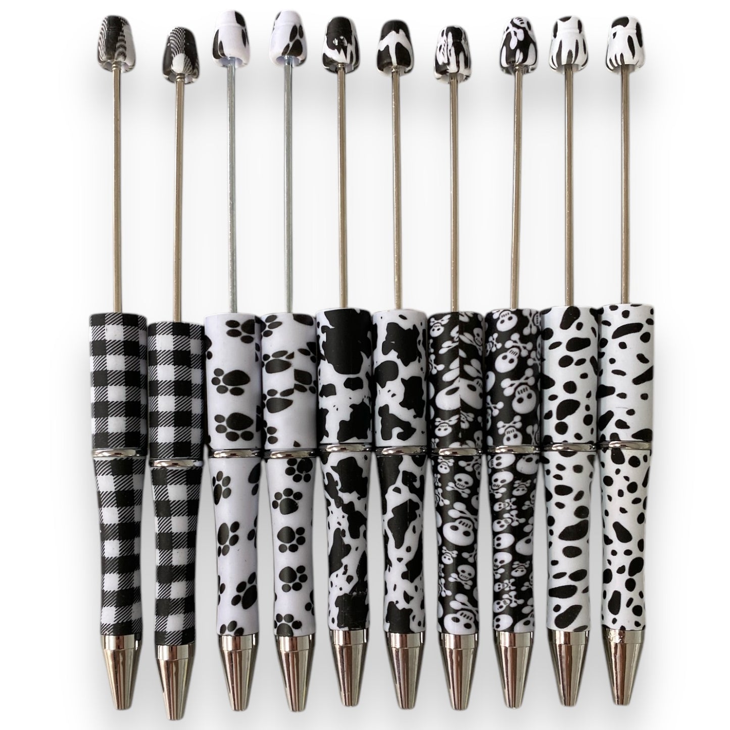 PEN Z/4- "Black & White Pattern Pen Pack" - 10 Count Beadable Pens