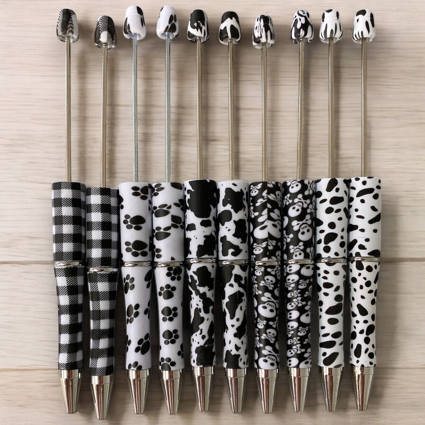 PEN Z/4- "Black & White Pattern Pen Pack" - 10 Count Beadable Pens