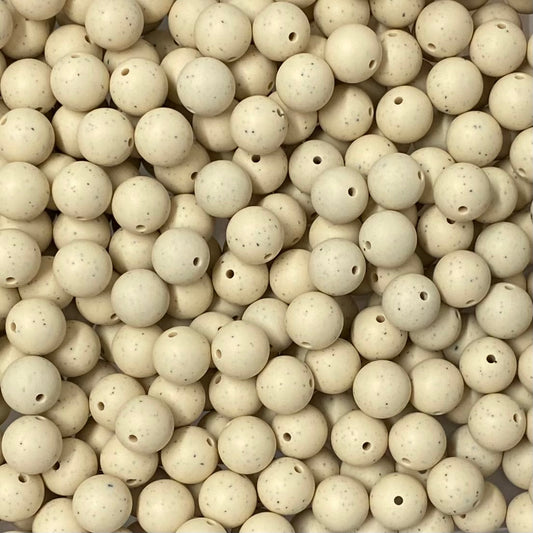 #782 - Cream 15mm "Granite" Silicone Beads