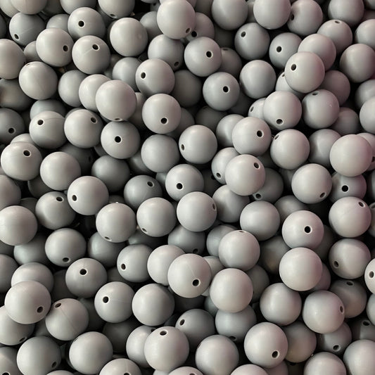 98 / 15MM -  15mm "Mid Gray" Silicone Beads *New