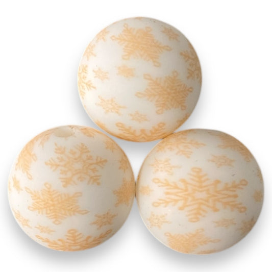 T9 - 15mm “Peach Snowflakes” Silicone Beads