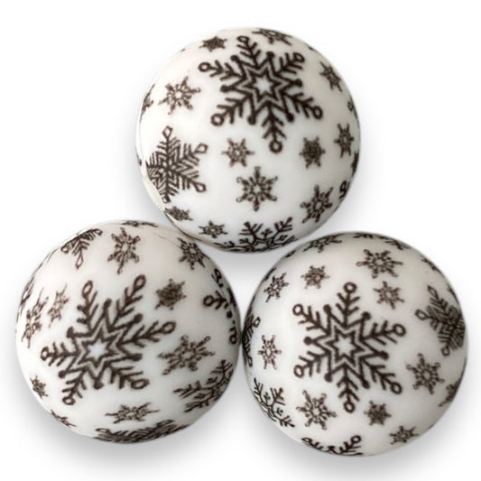 T19 - 15mm “Black Snowflakes” Silicone Beads