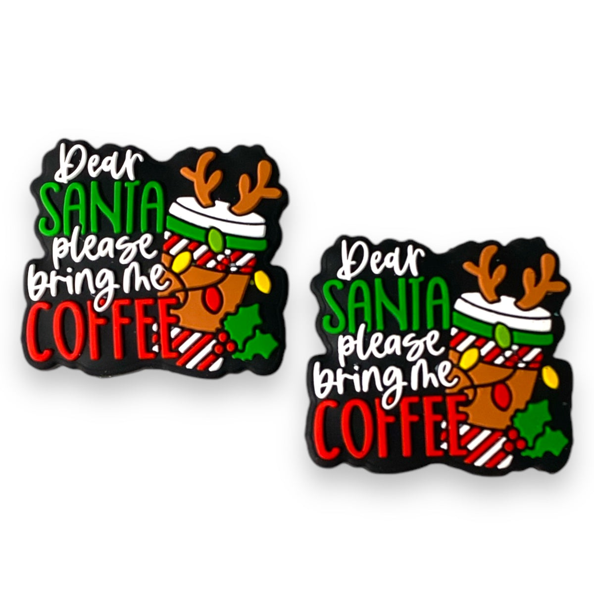 h967-  “Dear Santa / Coffee” Silicone Focal Bead (1 Count)