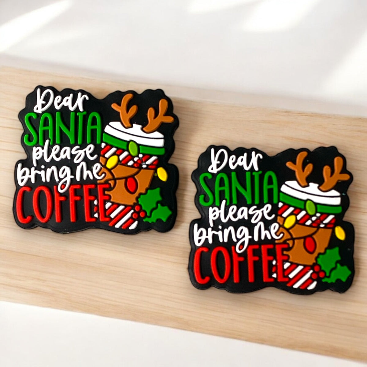 h967-  “Dear Santa / Coffee” Silicone Focal Bead (1 Count)