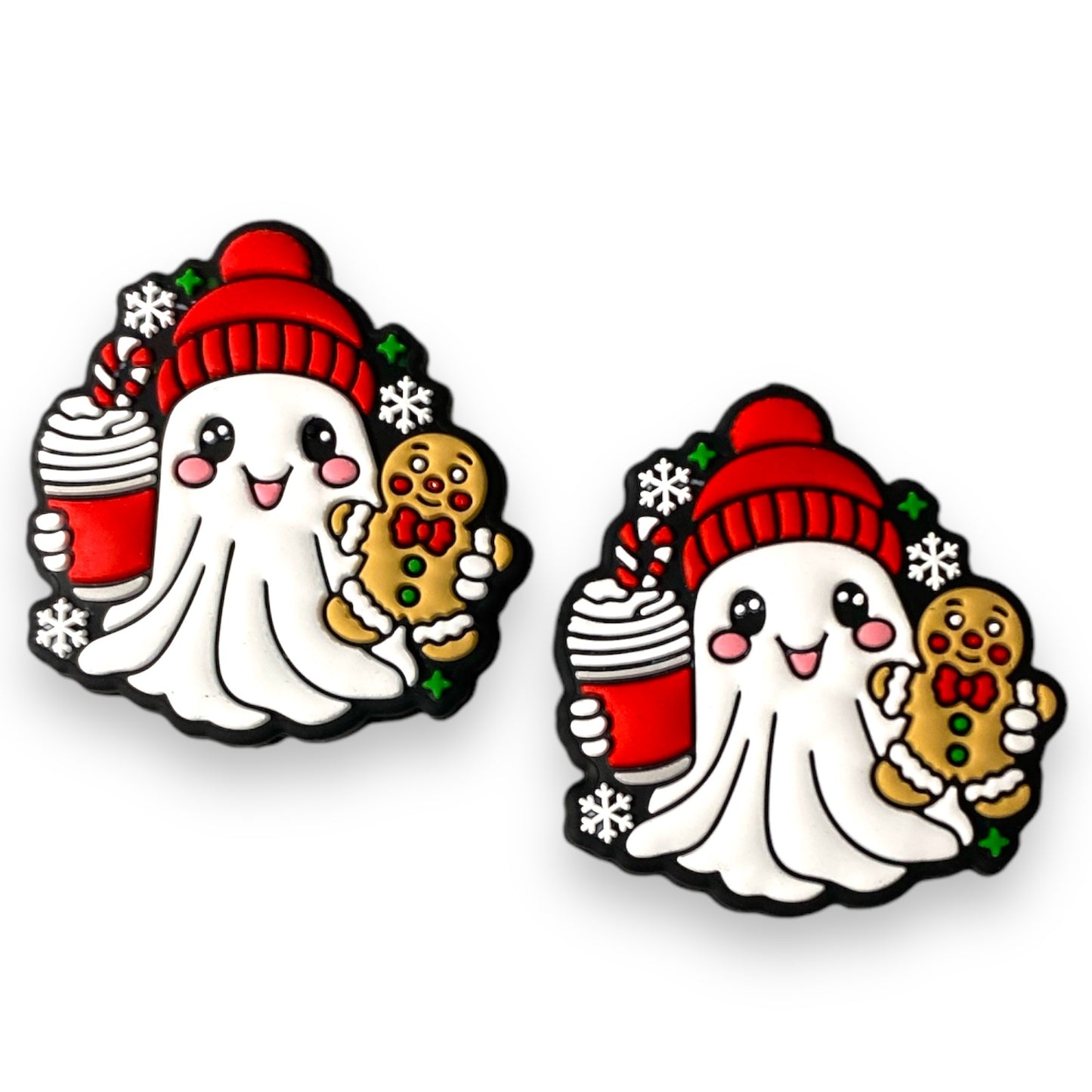 h995-  “Cute Christmas Ghost” Silicone Focal Bead (1 Count)