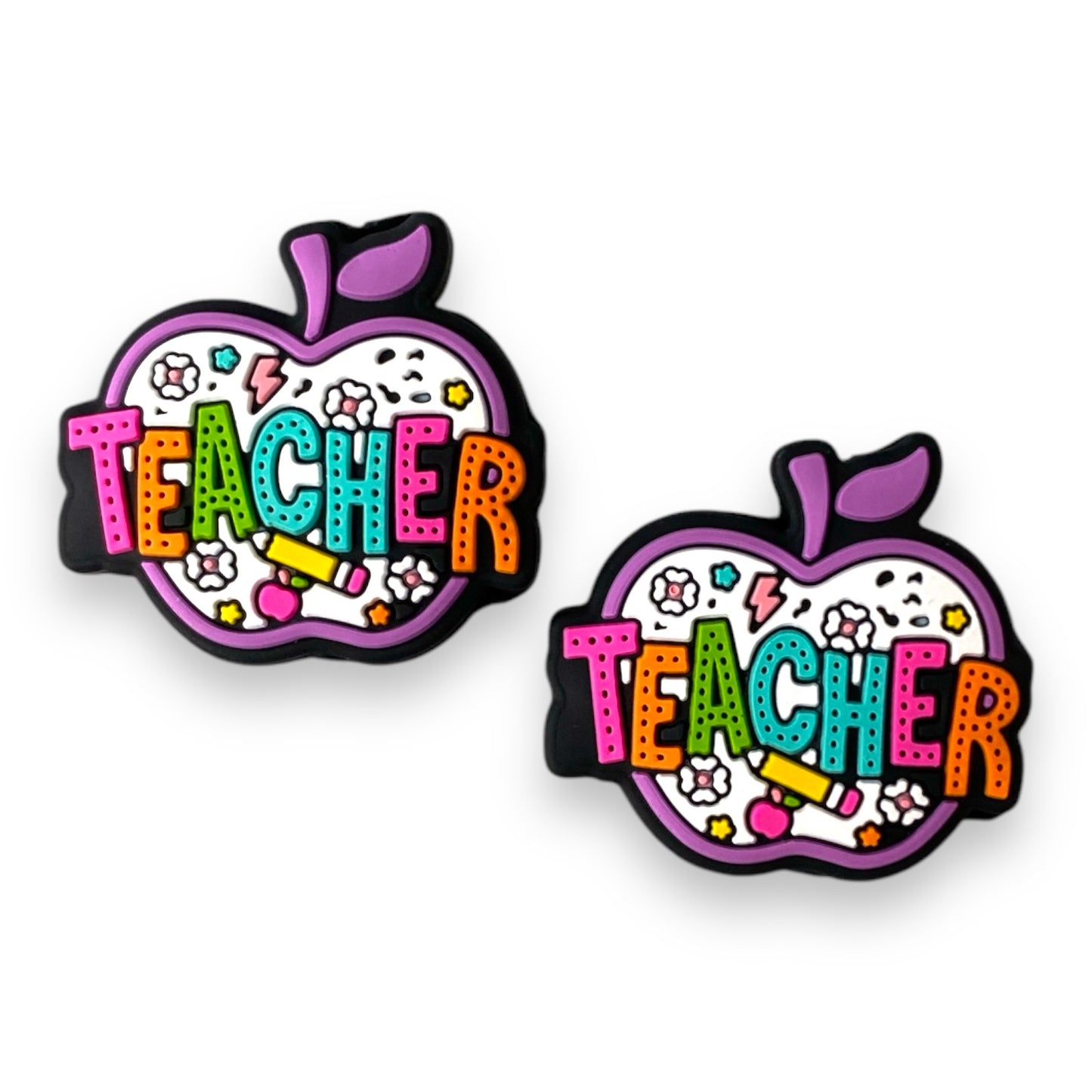 X336-  “Purple Teacher Apple” Silicone Focal Bead (1 Count)