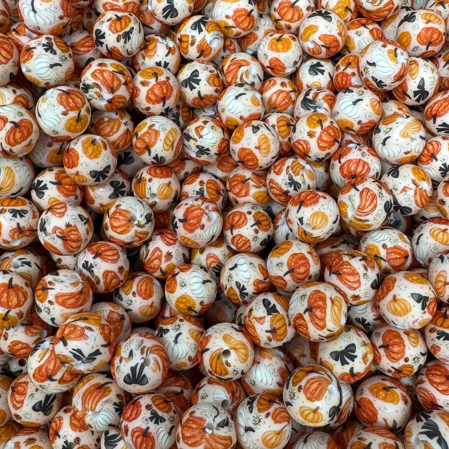 #702 - 15mm "Pumpkin Patch" Pattern Silicone Beads