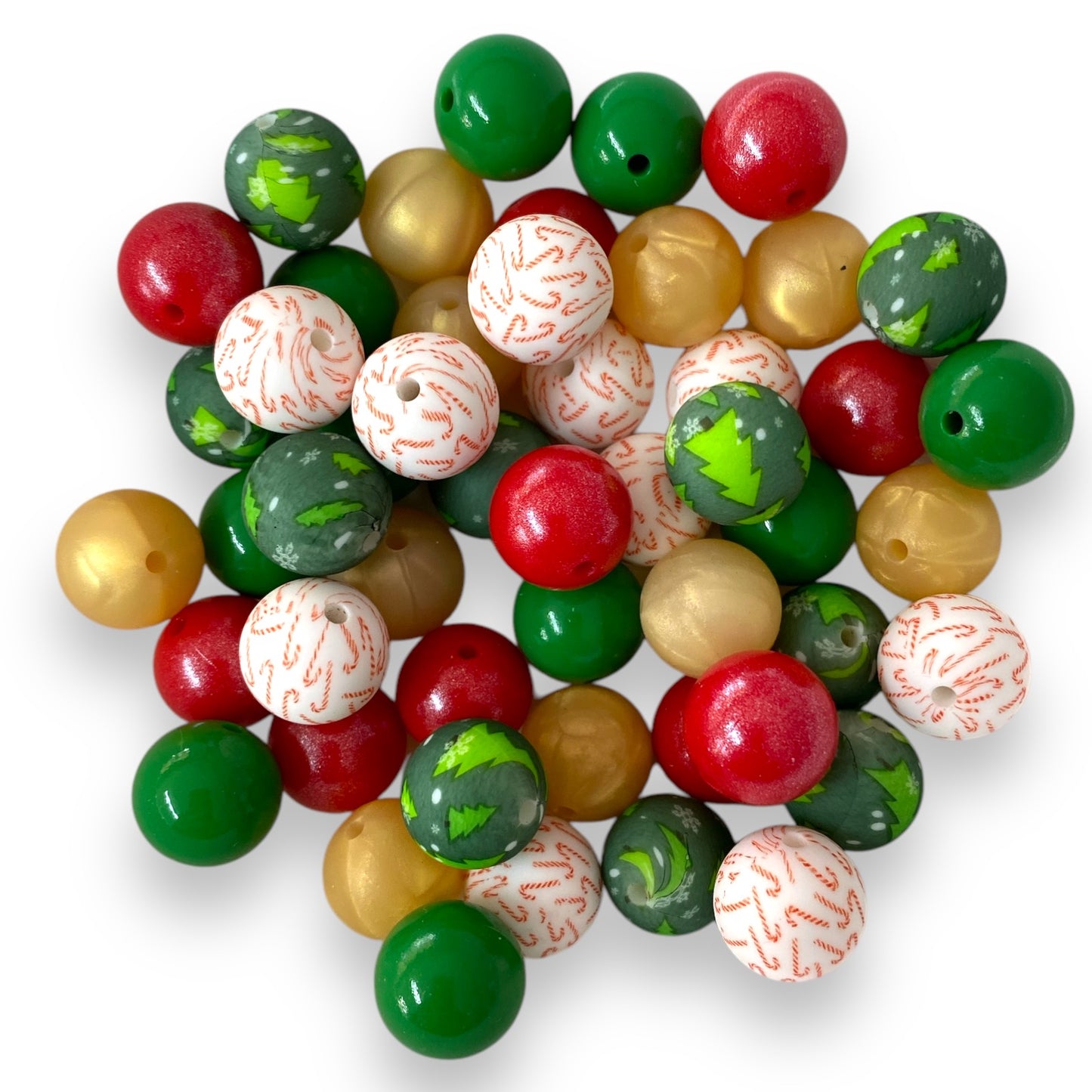 CK- 30 - 15mm "Deck The Halls” 50 Count Mixed Pack Silicone Beads