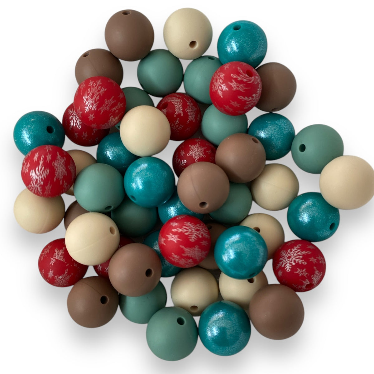 CK- 204 - 15mm "Christmas Pines” 50 Count Mixed Pack Silicone Beads