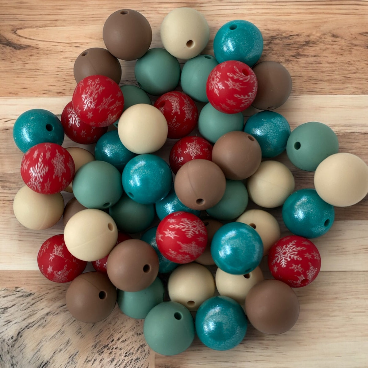 CK- 204 - 15mm "Christmas Pines” 50 Count Mixed Pack Silicone Beads