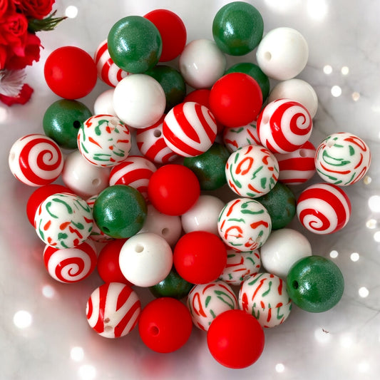 CK- 211  - 15mm "Classic Christmas” 50 Count Mixed Pack Silicone Beads