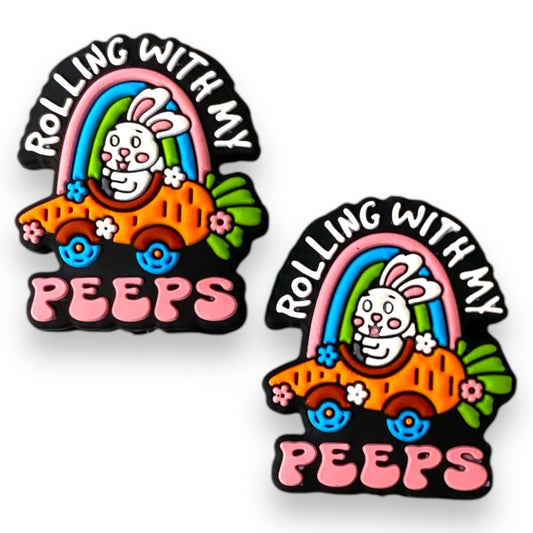 h920-  “Rollig With My Peeps” Silicone Focal Bead (1 Count)