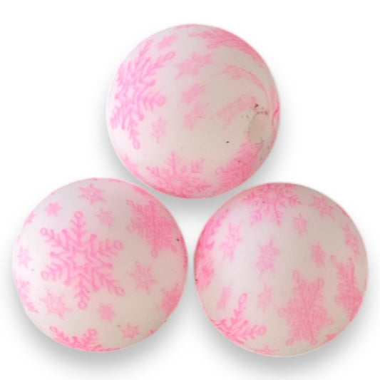 T81- 15mm Pink Snowflake Silicone Focal Bead