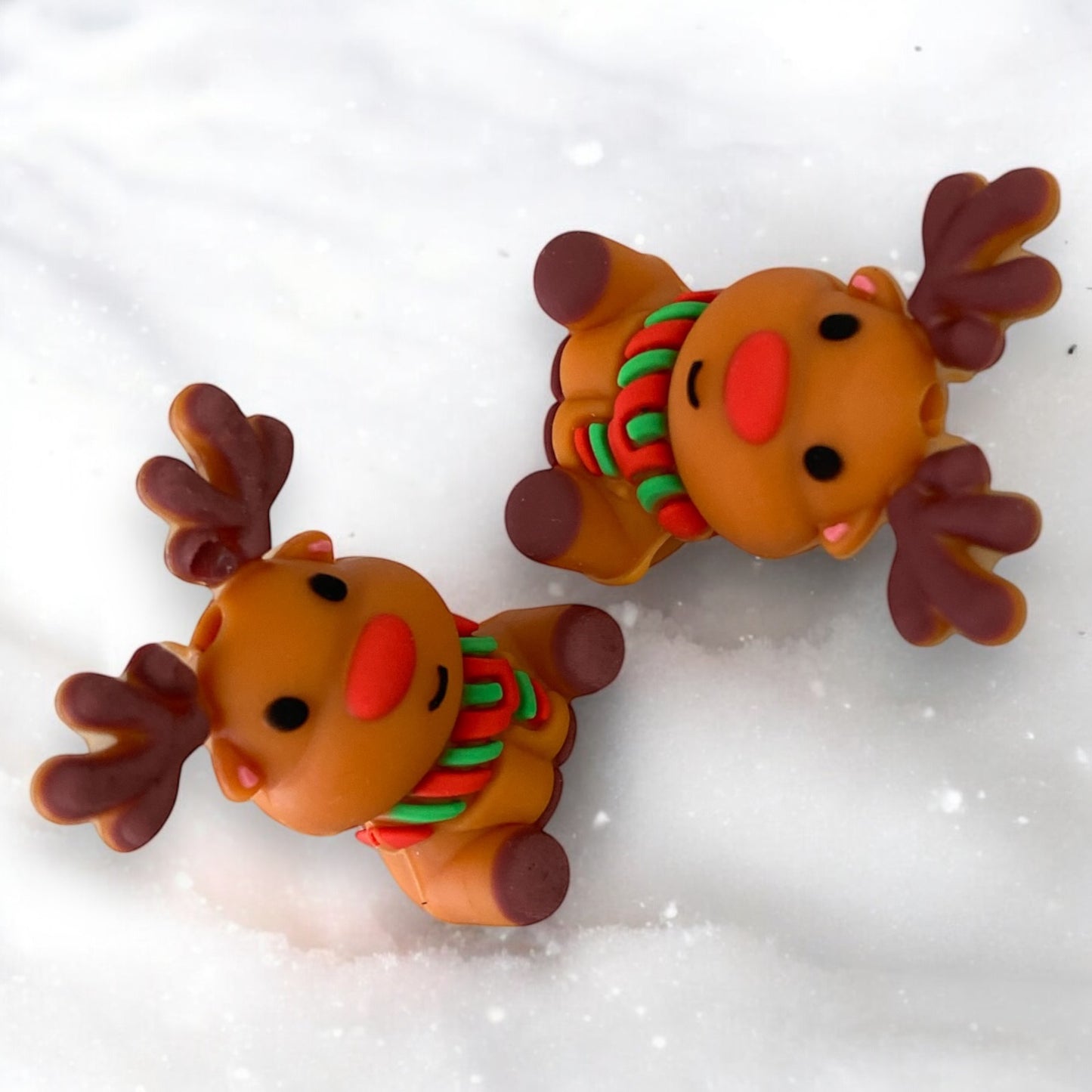 h819-  “3D Reindeer” Silicone Focal Bead (1 Count)