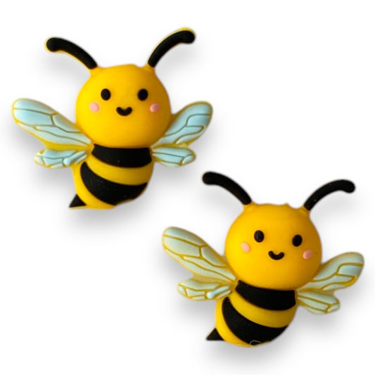 T417-  “3D Happy Bee” Silicone Focal Bead (1 Count)