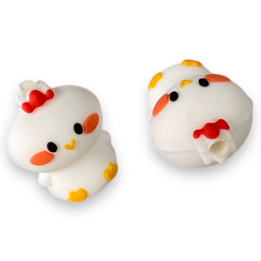 T363-  “3D Chicken” Silicone Focal Bead (1 Count)