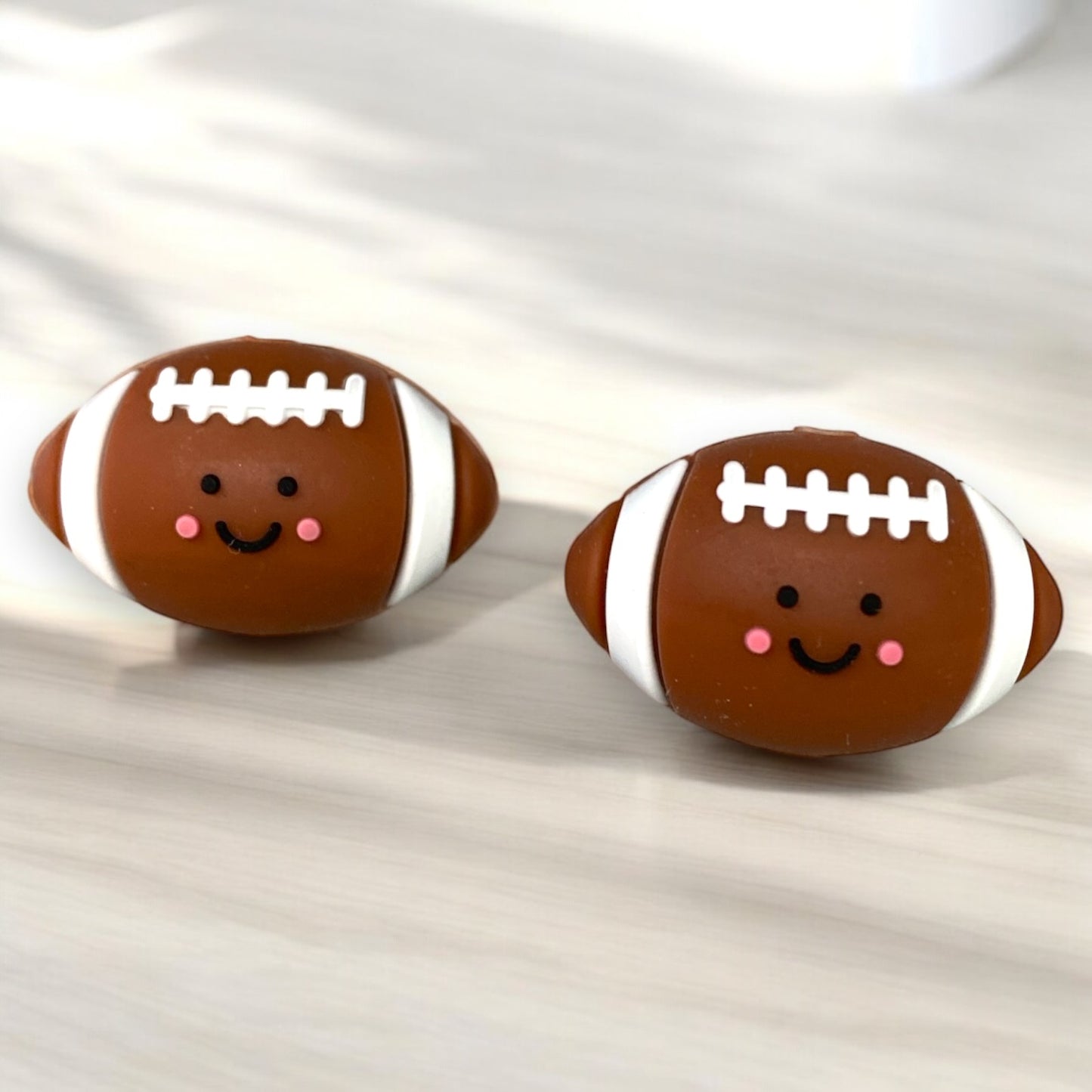 X205-  “3D Football” Silicone Focal Bead (1 Count)