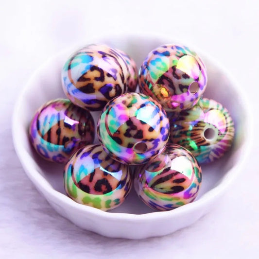 W324- 20mm Opal Leopard Acrylic Beads (1 Count)