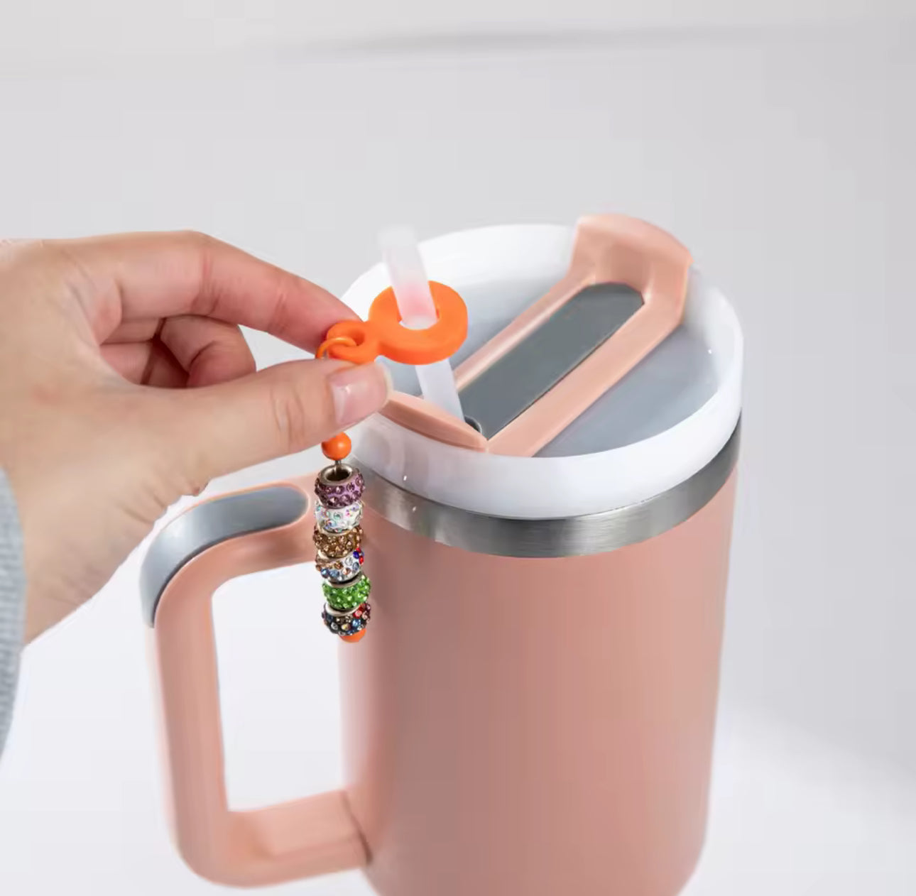 P97 - "White" Beadable Straw Charm