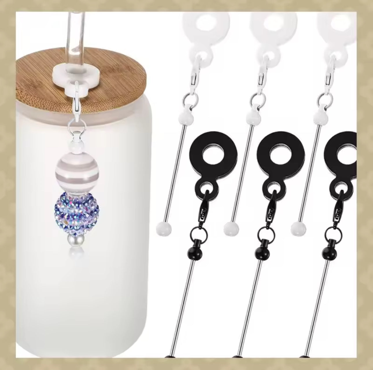 P97 - "White" Beadable Straw Charm