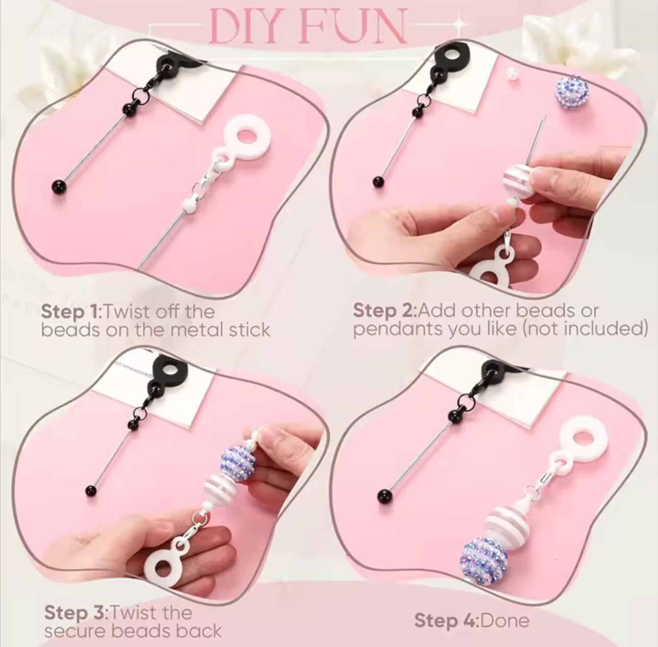 P97 - "White" Beadable Straw Charm