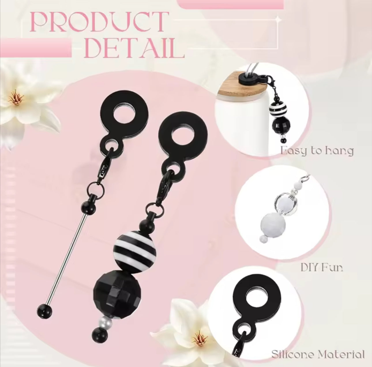 P98 - "Black" Beadable Straw Charm