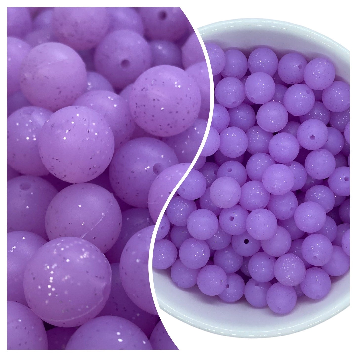 T211 - 12mm "Purple Glitter" Silicone Beads