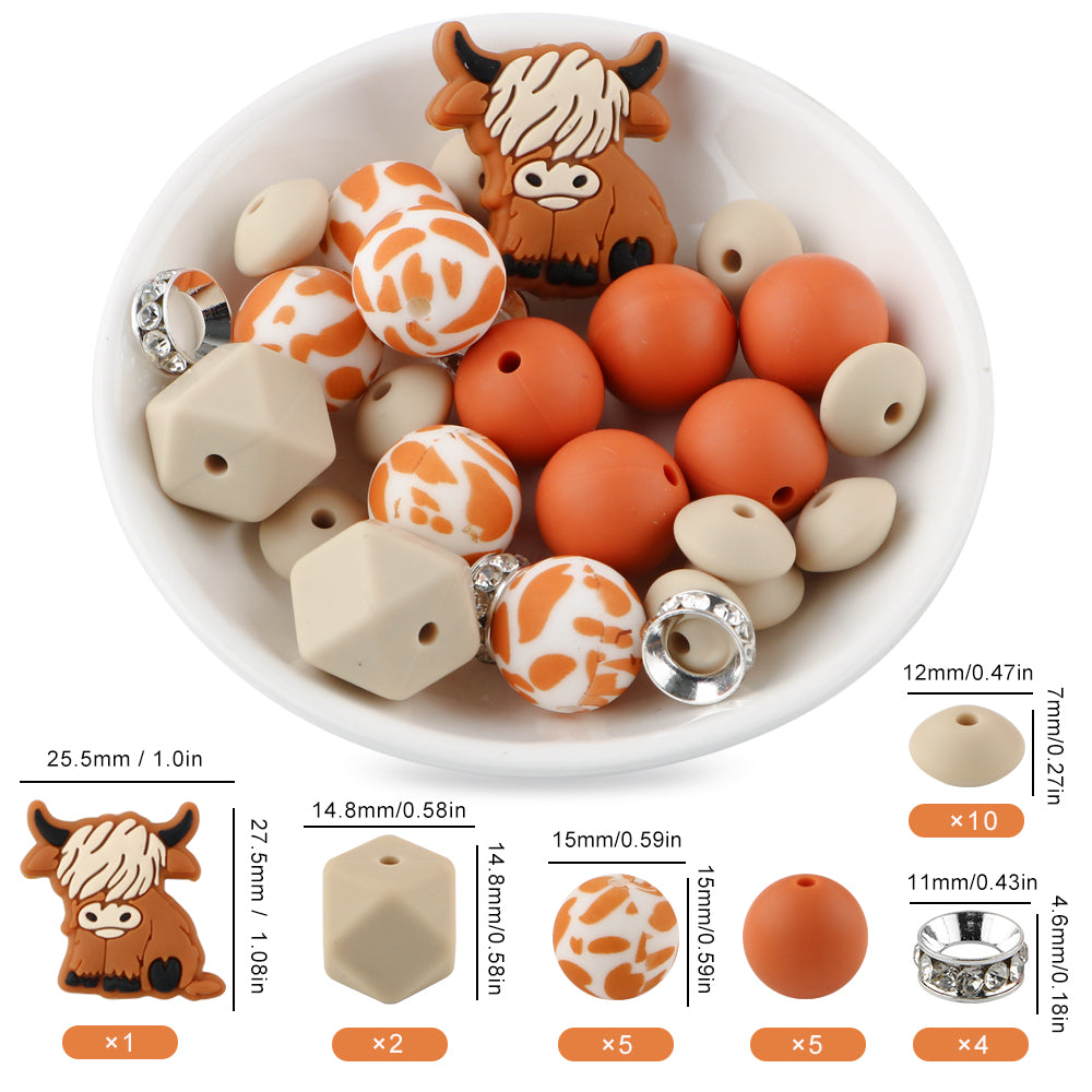 Z/513 - "Mini Cow" Western Silicone Bead & Bling Kit