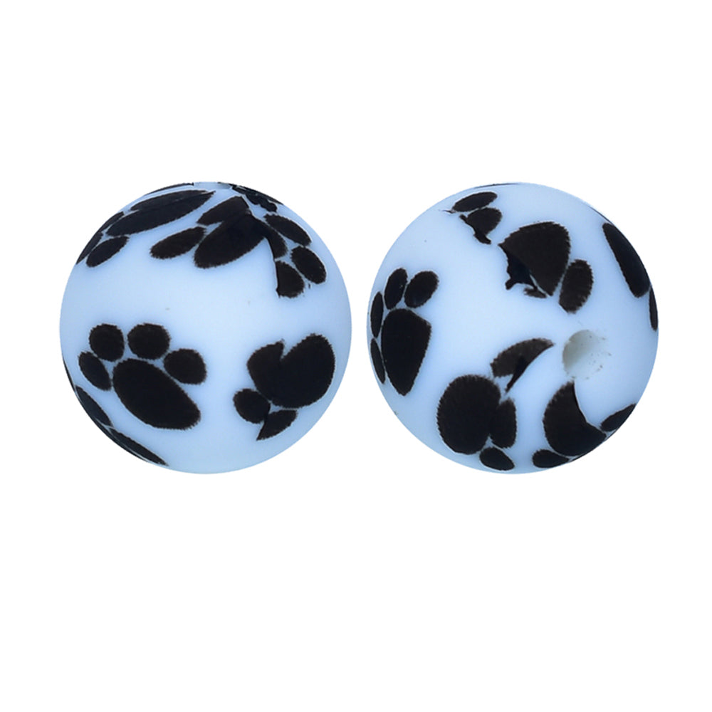 12mm-  P-42- “Paw Print"  Silicone Beads