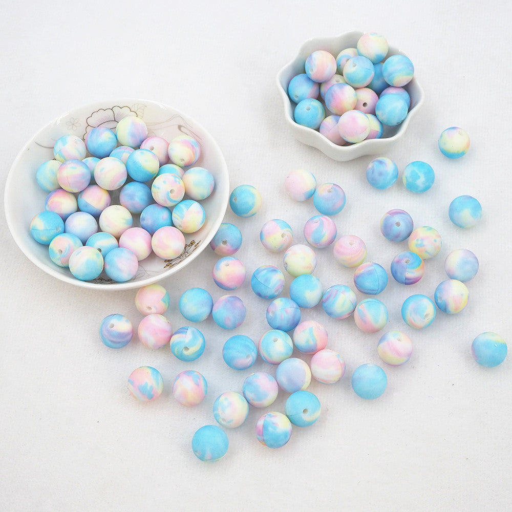 12mm-  P-25 "Rainbow”  Silicone  Beads