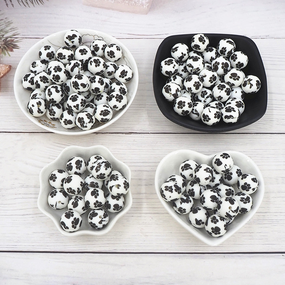 #724 - 15mm “Paw Print" Silicone Beads