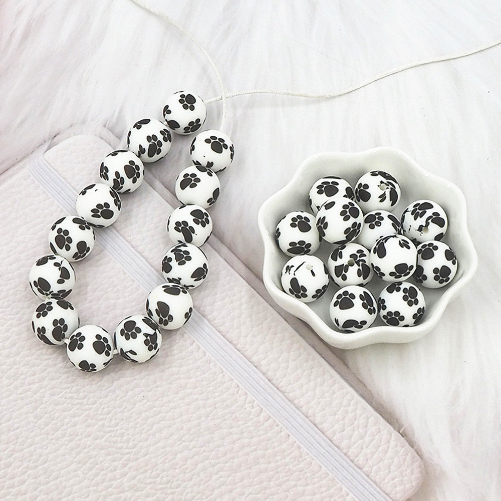 12mm-  P-42- “Paw Print"  Silicone Beads