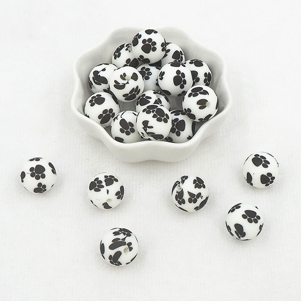 12mm-  P-42- “Paw Print"  Silicone Beads