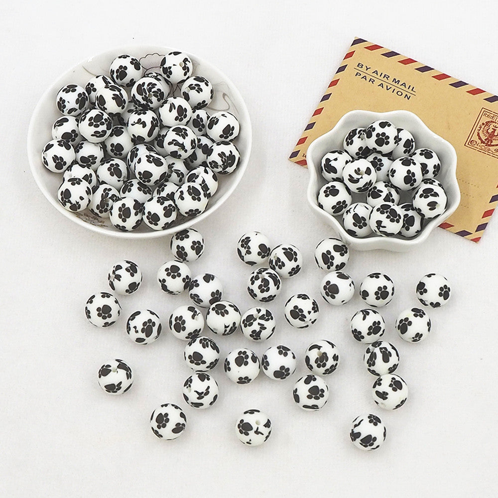 12mm-  P-42- “Paw Print"  Silicone Beads