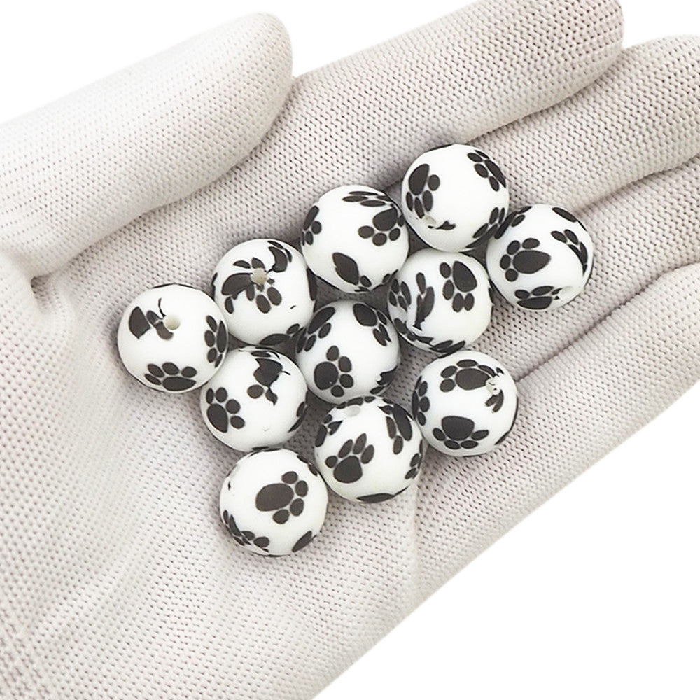 12mm-  P-42- “Paw Print"  Silicone Beads