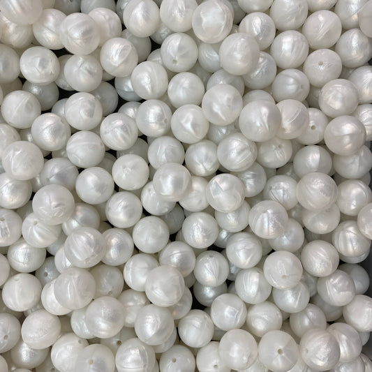 02 / 15mm - Pearl White Silicone Bead