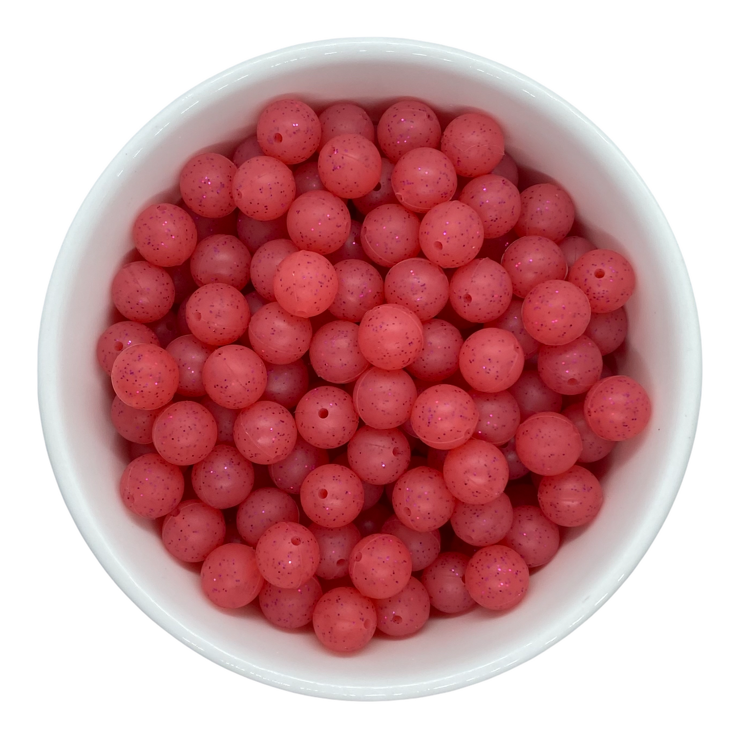 T214-  12mm "Red Glitter" Silicone Beads