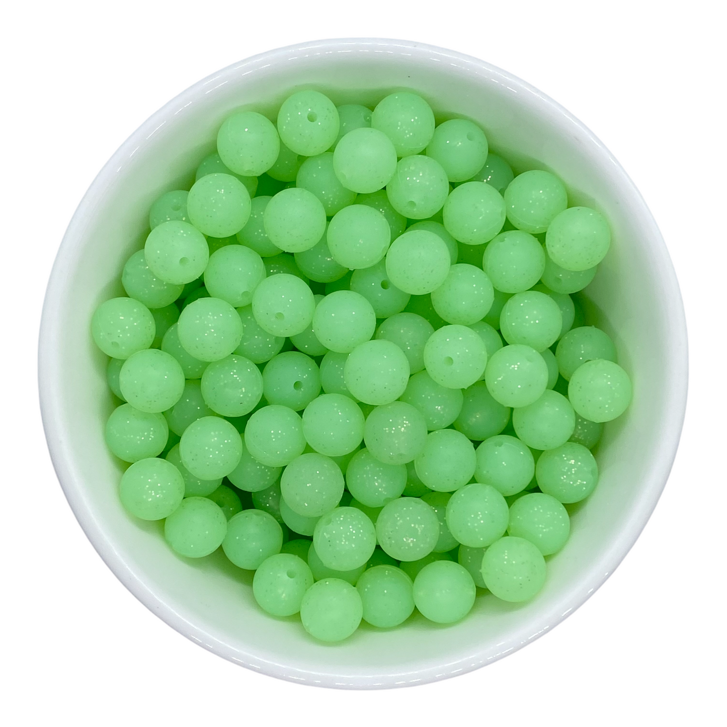 T212 - 12mm "Lime Glitter" Silicone Beads