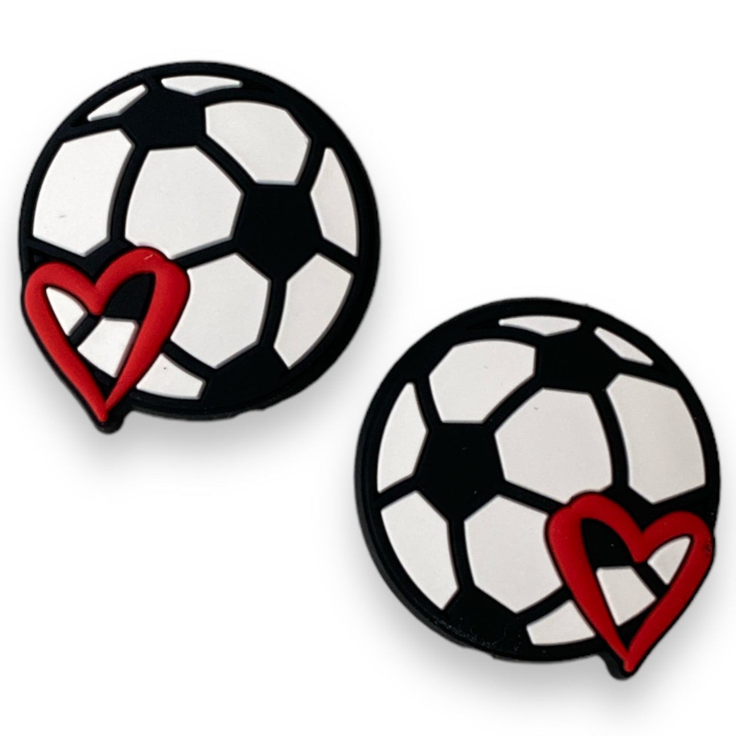 X227 - "Soccer Heart" Focal (1 Count) Bead Silicone