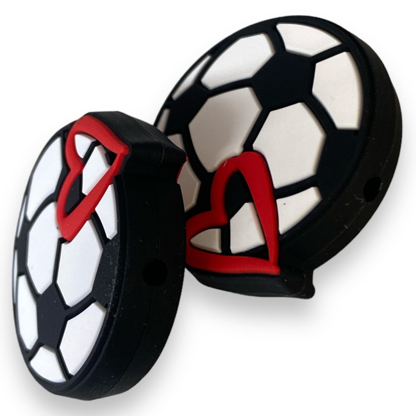 X227 - "Soccer Heart" Focal (1 Count) Bead Silicone