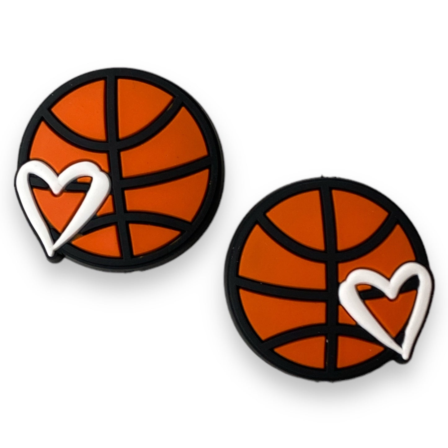 X225  -  "Basketball Heart" Focal (1 Count) Bead Silicone