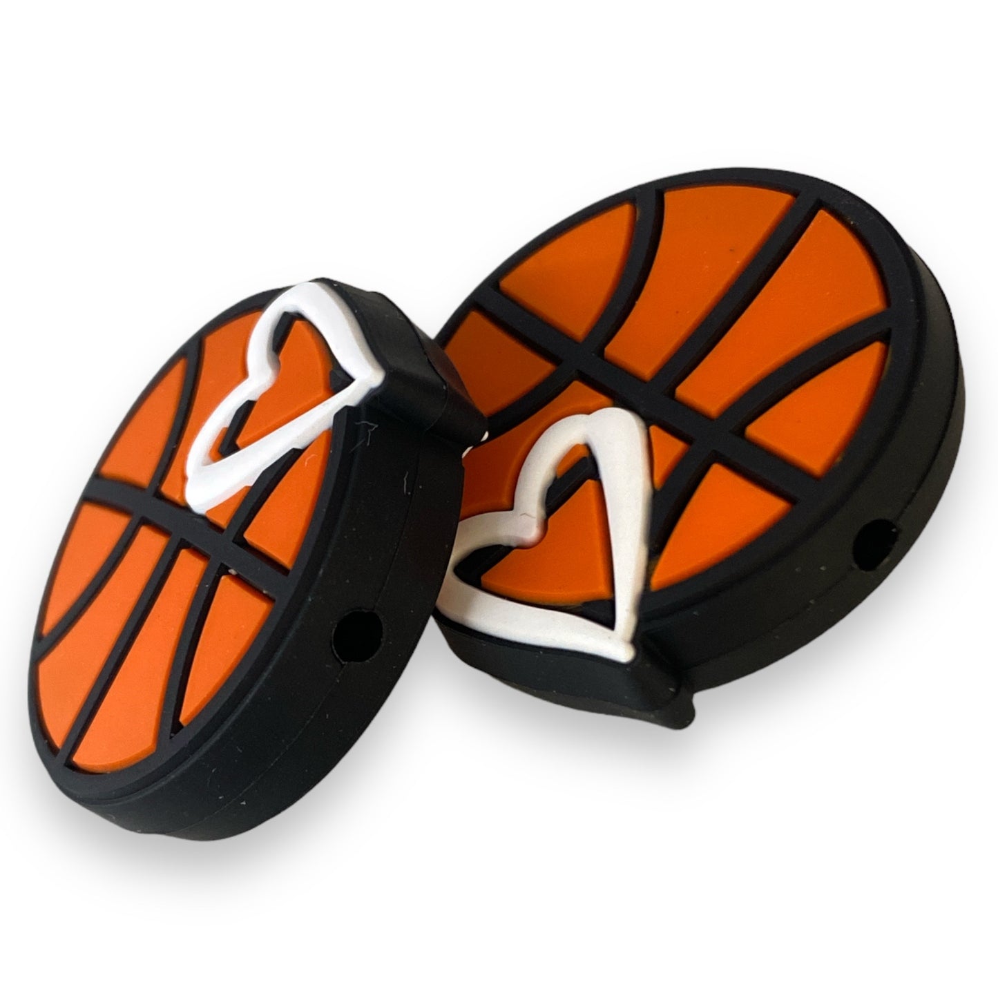 X225  -  "Basketball Heart" Focal (1 Count) Bead Silicone