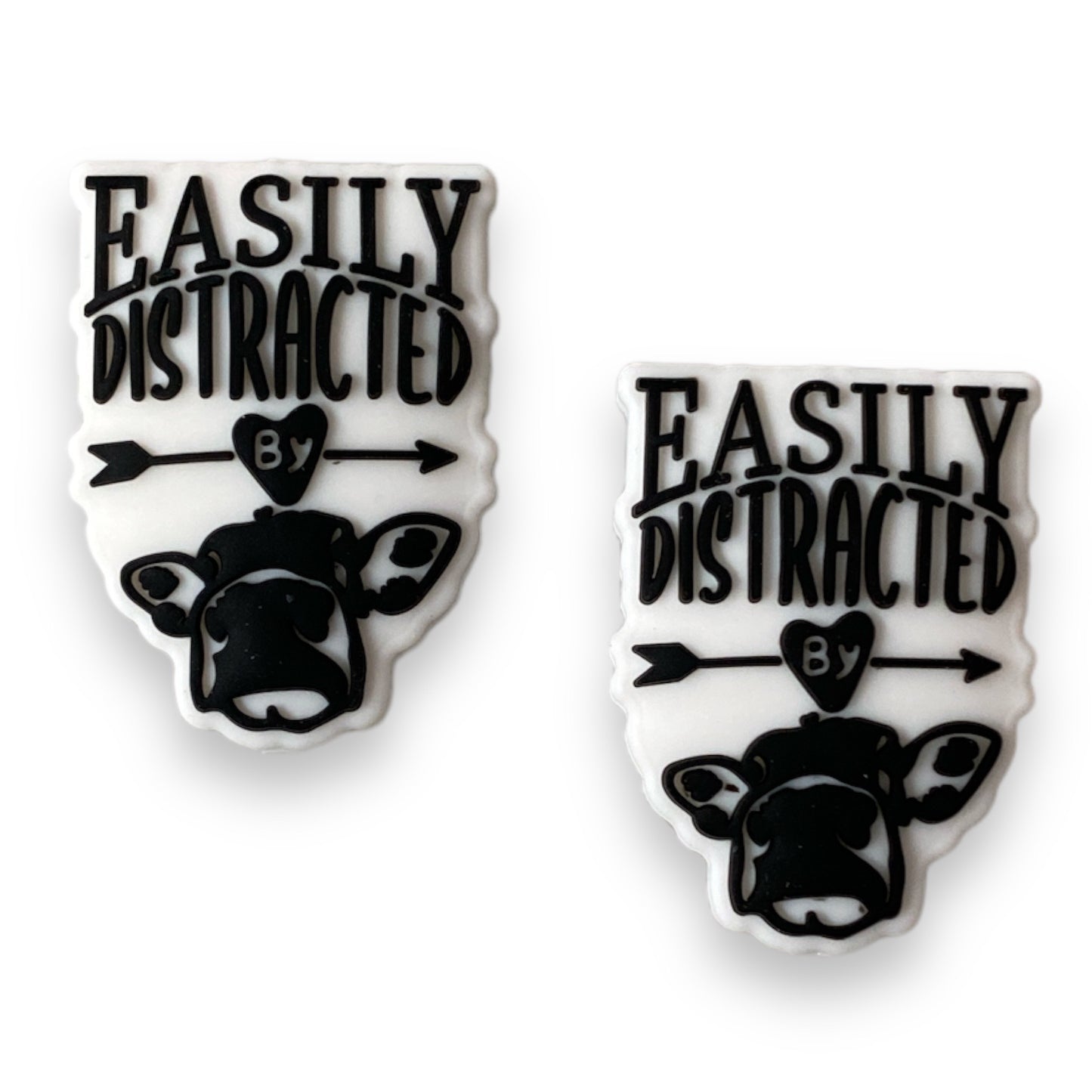 X469 - "Easily Distracted By Cows"-  "Exclusive"  Focal (1 Count) Bead Silicone