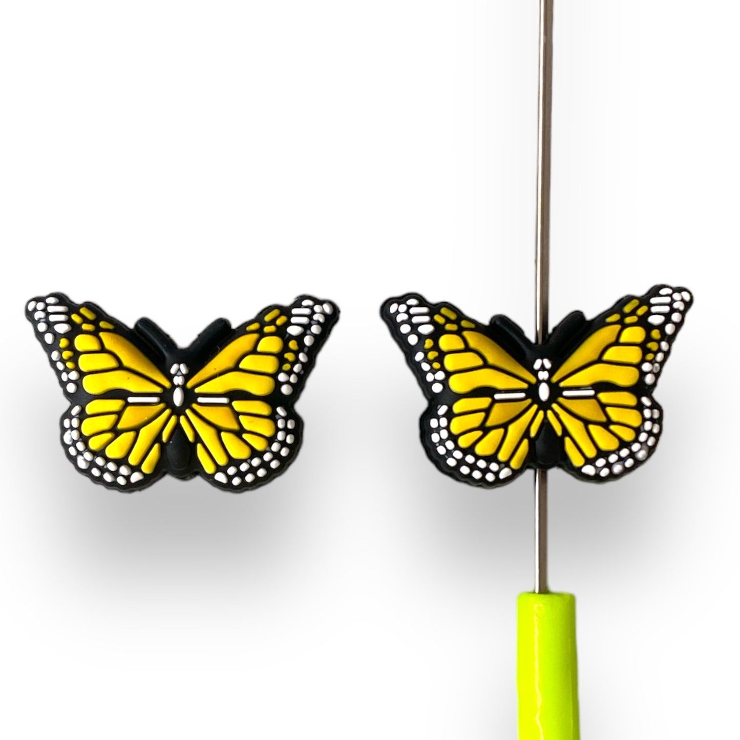 T368- "Yellow Butterfly" Focal Bead Silicone (1 Count)