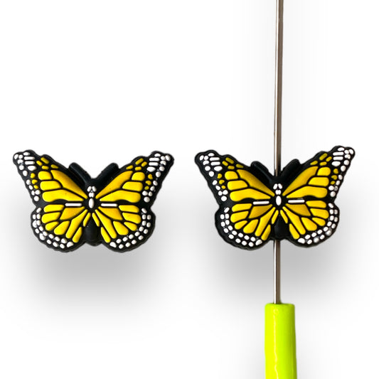 T368- "Yellow Butterfly" Focal Bead Silicone (1 Count)