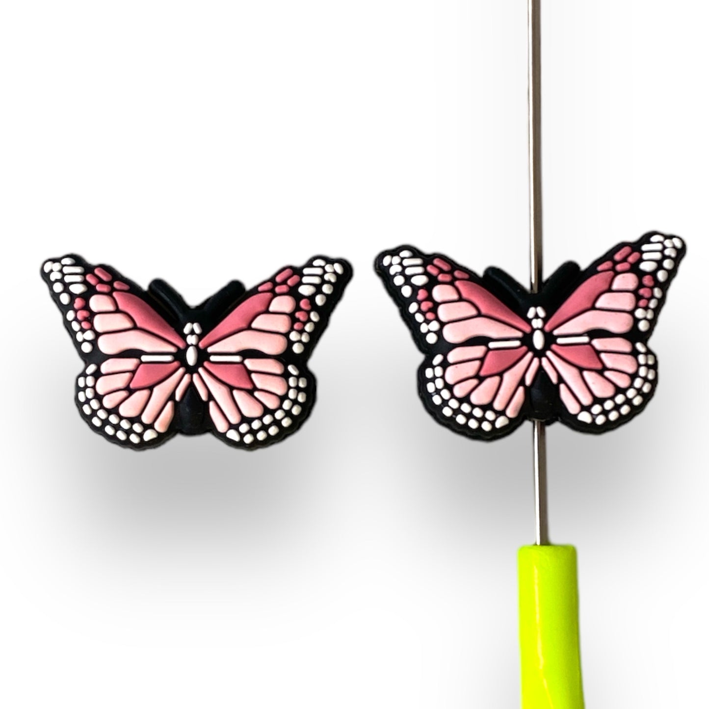 T379- "Pink Butterfly" Focal Bead Silicone (1 Count)